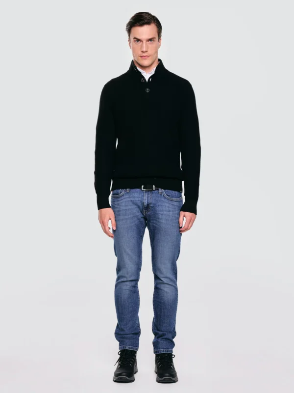 Sweter męski ze stójką czarny Neroni 906