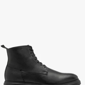 Czarne trzewiki męskie na masywnym spodzie