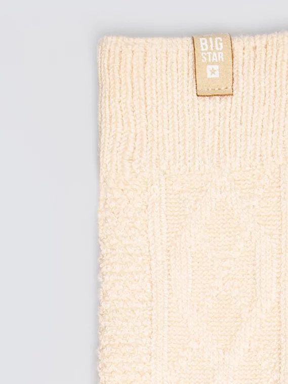 Skarpety damskie z wiskozy z warkoczowym splotem beżowe Eline 800