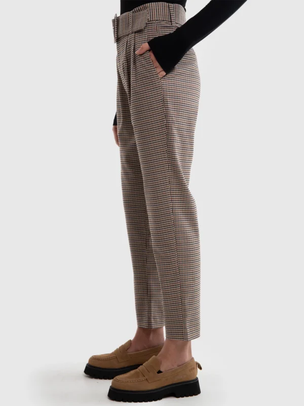 1f2924b4497ca7a644c9e44936a56d0401b0acf2 Spodnie damskie cygaretki z wysokim stanem w kratę Melisanai 000/ Melisana 000