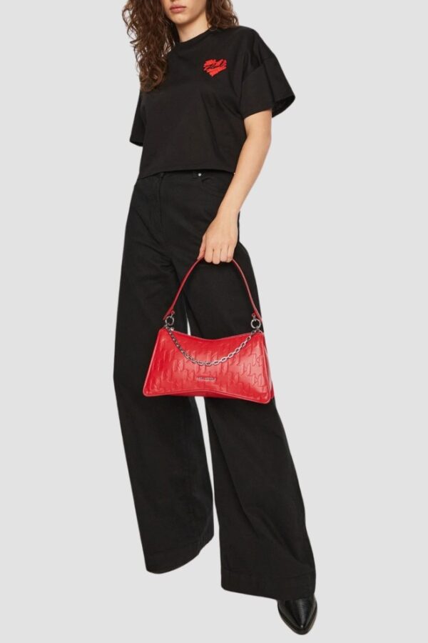 KARL LAGERFELD Czarny damski top Hearts Cropped