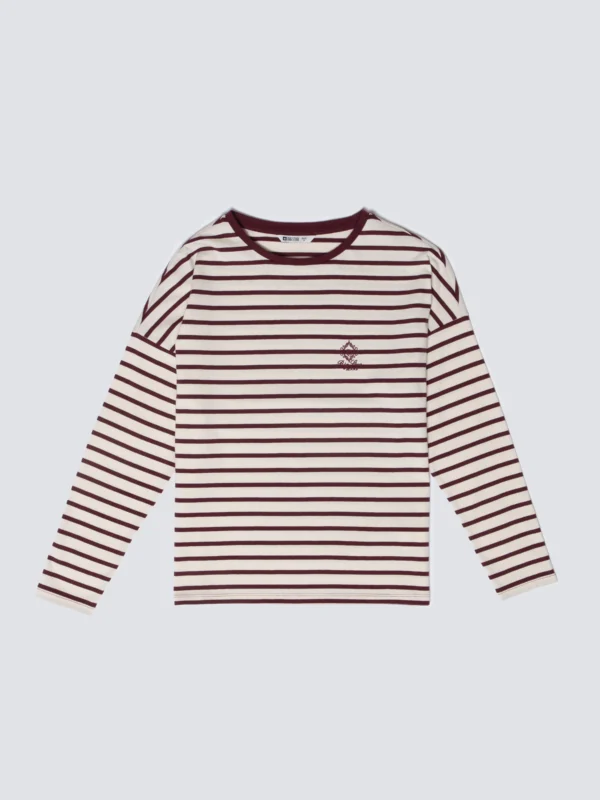 Bluzka damska w paski beżowo-bordowe Alerra 604