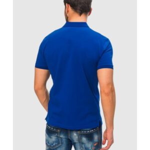 EMPORIO ARMANI Niebieska męska koszulka polo z małym logo