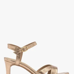 Złote sandały damskie na obcasie