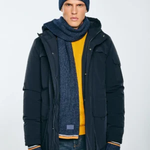 Szalik męski z kolorowym akcentem granatowy Wandegors 404