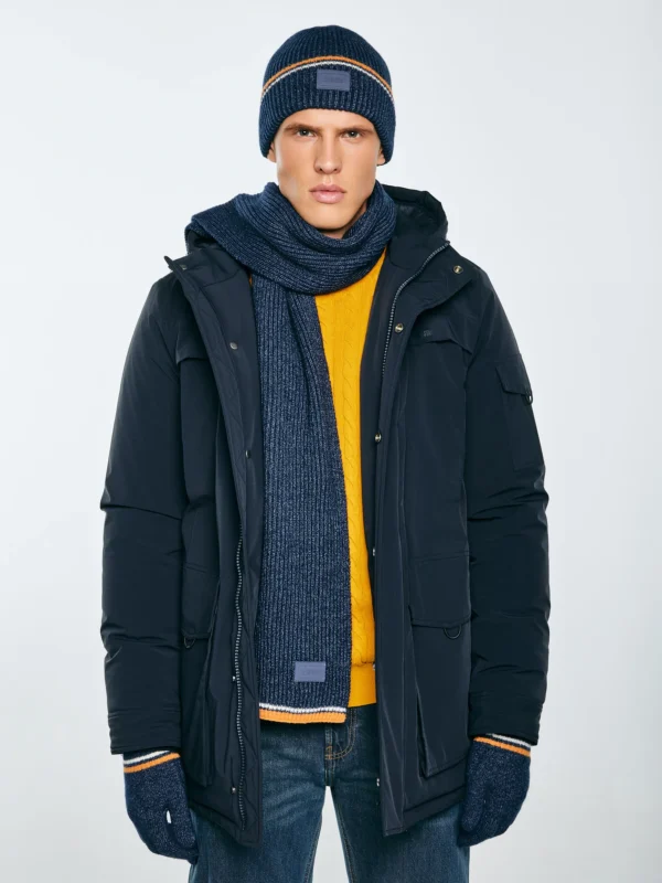 Szalik męski z kolorowym akcentem granatowy Wandegors 404