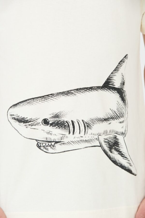 PALM ANGELS Beżowy męski t-shirt Broken Shark