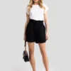Szorty damskie paperbag czarne Oliana 906