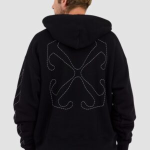 OFF-WHITE Czarna męska bluza haftowana Stitch Arr Skate Hoodie