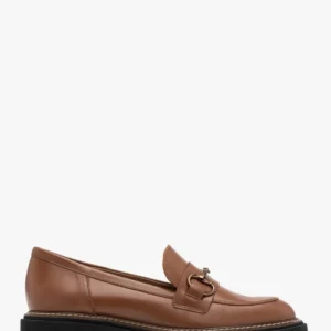 Mokasyny damskie w kolorze brązowym z ozdobą