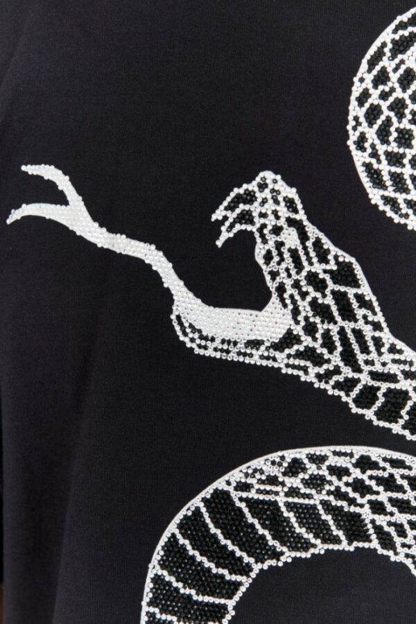 PHILIPP PLEIN Czarny męski t-shirt z wężem na plecach z dżetów