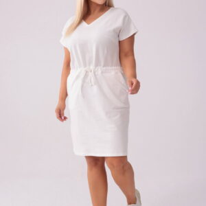 Dresowa sukienka Bianca w kolorze ecru PLUS SIZE XXL WIOSNA