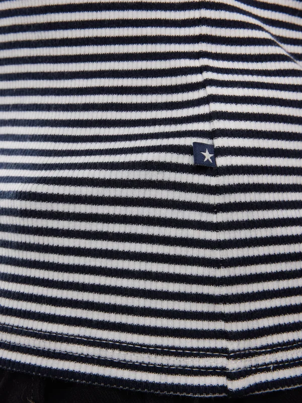 Koszulka damska na ramiączkach w prążek biało-granatowa Livia 403