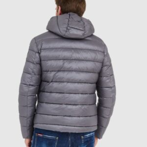 BLAUER Szara puchowa kurtka męska Virgil z kapturem