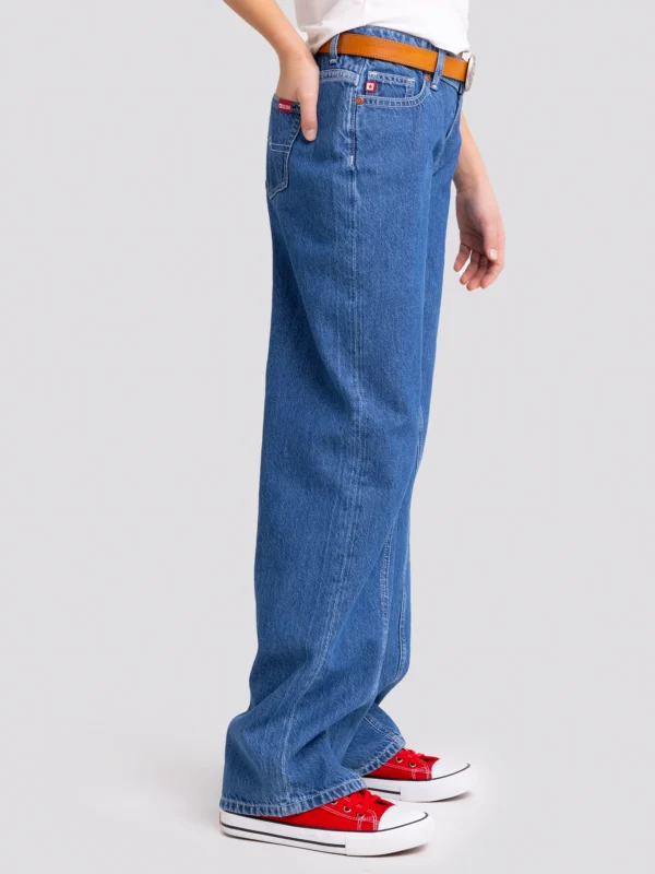 Jeansy dziewczęce z szeroką nogawką niebieskie Misaki 528