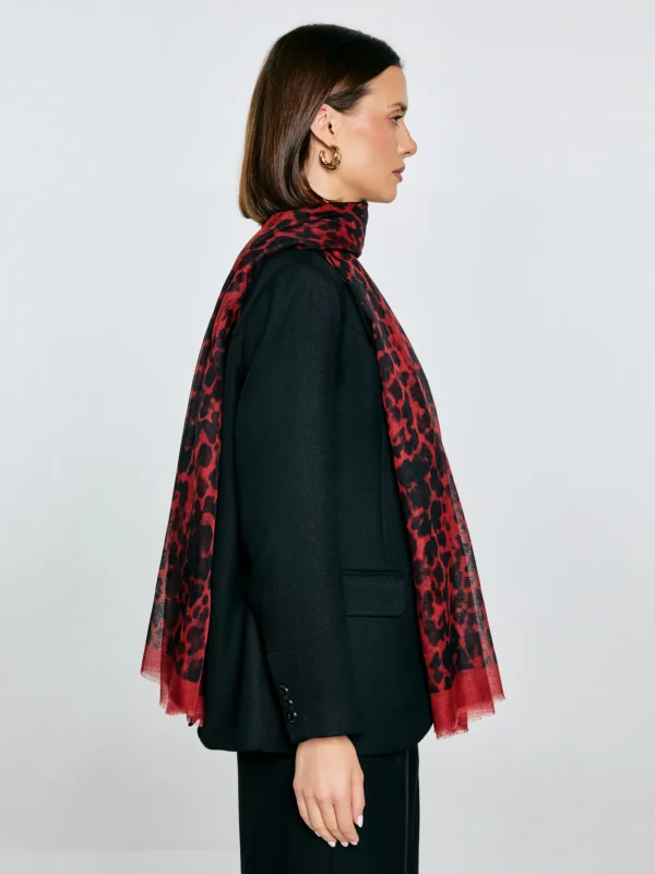 Szal damski w panterkę czerwony Panterosi 603