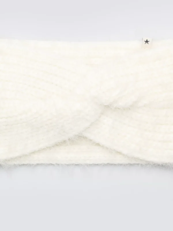 Opaska damska z ozdobnym splotem kremowa Holia 103