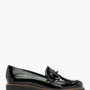 Czarne mokasyny z ozdobą na cholewce