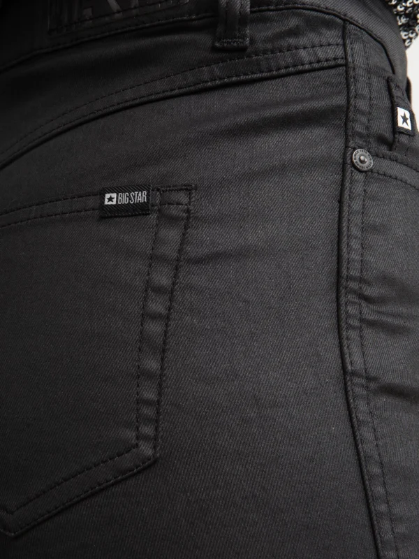 Jeansy damskie bootcut z rozcięciami woskowane czarne Blake 924