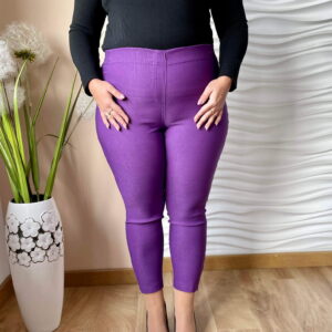 Fioletowe spodnie chinosy Nina z zamkami 7/8 PLUS