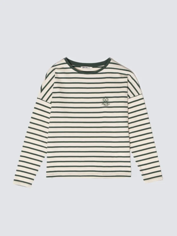 Bluzka damska w paski beżowo-zielone Alerra 304