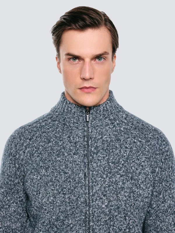 Sweter męski rozpinany melanżowy niebieski Dionis 402