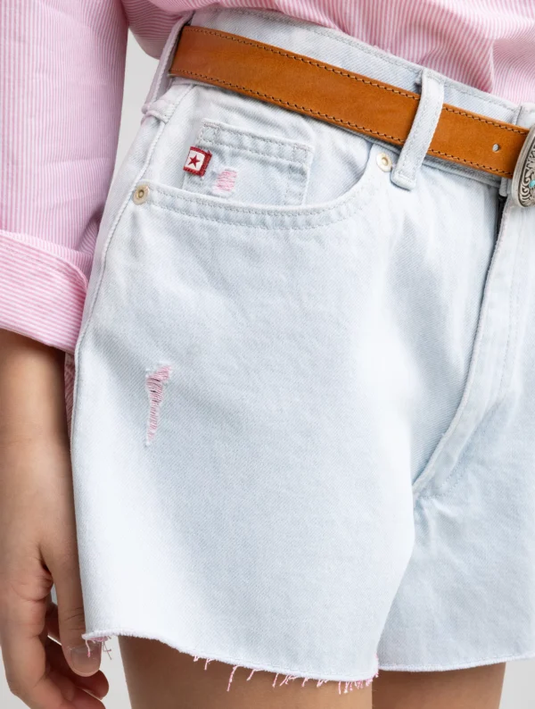 2afc24d634715826bf570ee877372f521a9defd3 Szorty dziewczęce jeansowe luźne jasnoniebieskie Sally 142