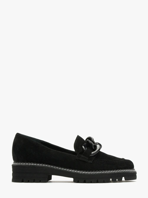 Welurowe mokasyny z łańcuche