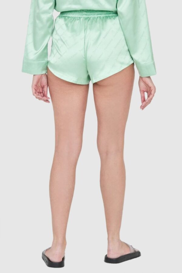 JUICY COUTURE Zielone satynowe szorty piżamowe damskie w logo