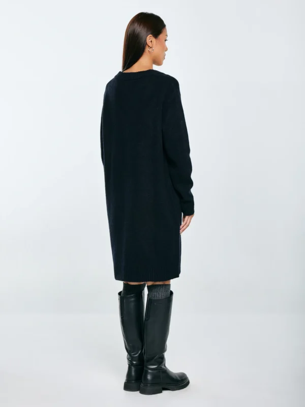 Sukienka damska dzianinowa z dodatkiem wełny czarna Julita 906