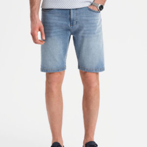 Denimowe męskie szorty o klasycznym kroju – jasnoniebieskie V2