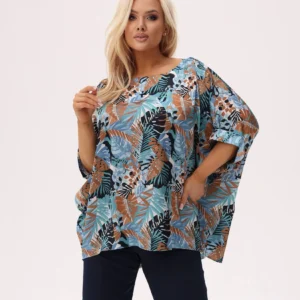 Kimonowa bluzka Tropicana - barwy natury, lekkość i egzotyczny styl PLUS