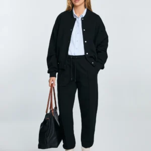 2c34523605d0f615840d4e82b062ae4faf34442c Spodnie damskie dresowe z przeszyciem czarne Pixelinap 906