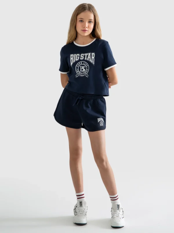 2c40773ff7caed16c8b3eb1702f56512a41959f2 Szorty dziewczęce dresowe granatowe Szortencja 403/ Serena 403