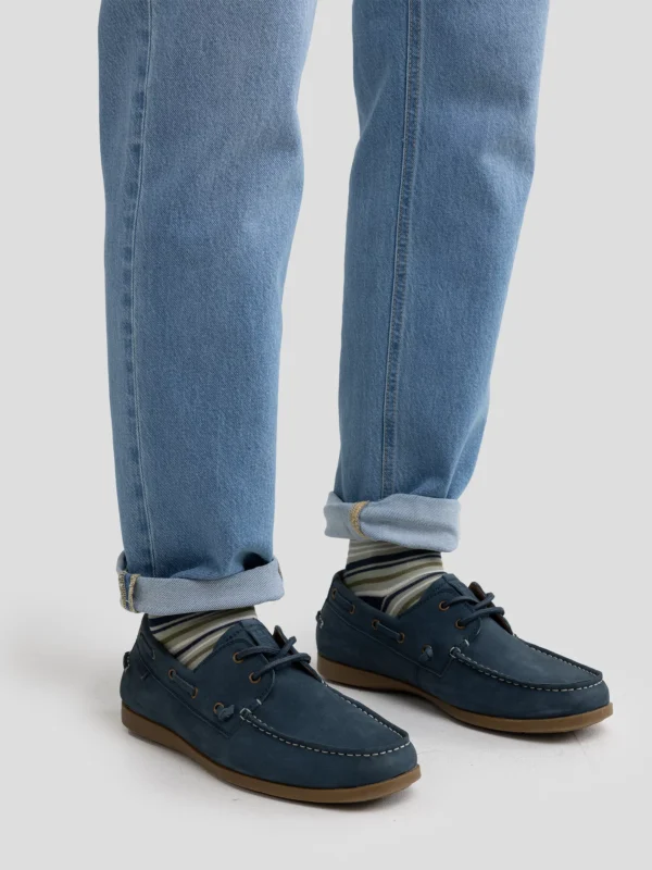 Mokasyny męskie ze skóry naturalnej granatowe RR174163 403