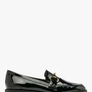 Czarne mokasyny ze złotą ozdobą