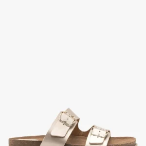 Platynowe płaskie klapki damskie