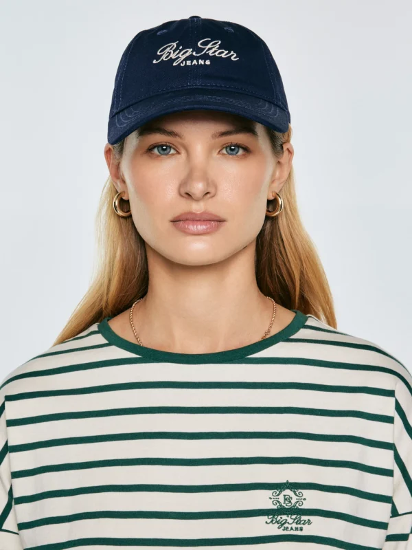 Czapka damska z daszkiem z haftem granatowa Bellia 403