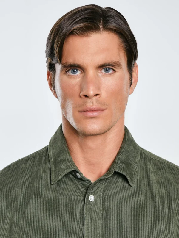 2e95f1459d006a93465fcad63bf863ffe1bdaf43 Koszula męska z drobnego sztruksu khaki Cordwis 303