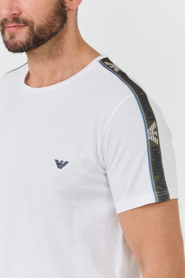 EMPORIO ARMANI Biały męski t-shirt bande logo