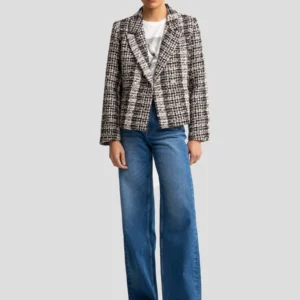 Marynarka damska dwurzędowa w kratę Panetri 000