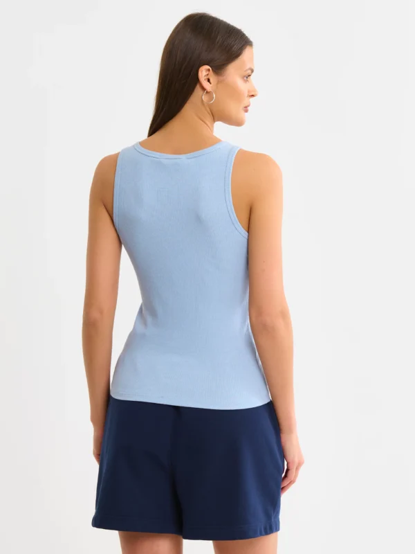 301ecee428583bd750c1f29233b6c4026f31eea3 Koszulka damska na ramiączkach prążkowana błękitna Aurela 400