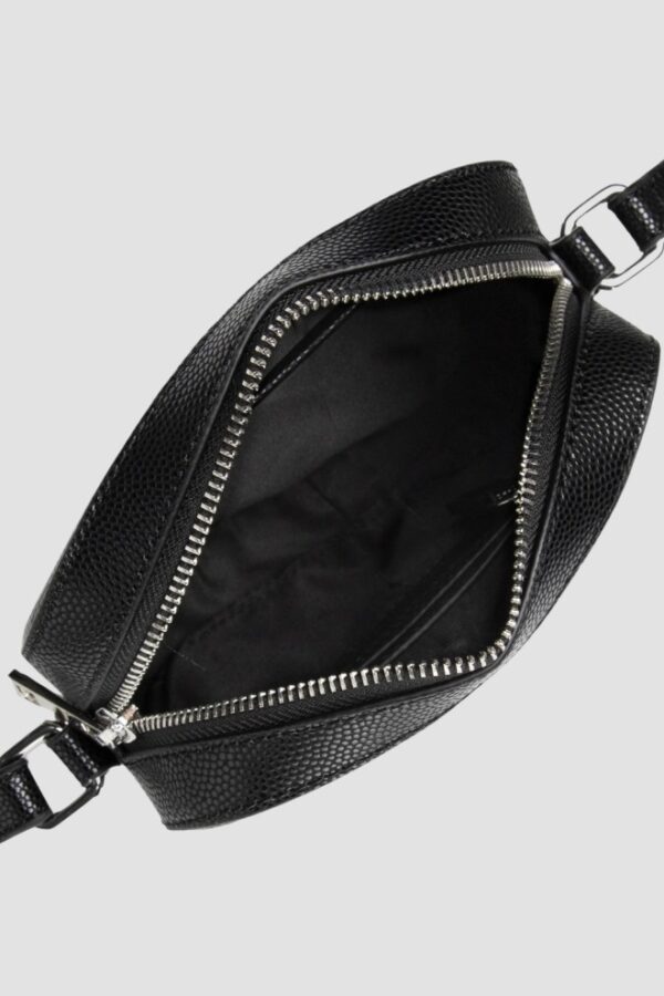 VALENTINO Mała czarna torebka o teksturze skóry z ozdobnym V divina haversack