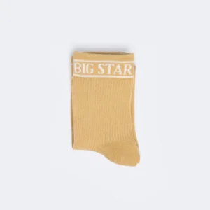 Skarpety damskie w prążek z napisem BIG STAR beżowe Marcolia 801