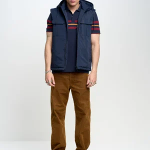 Kamizelka męska z kapturem granatowa Yves 403