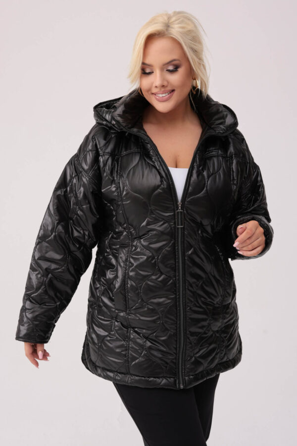 31ed154a25ceb825bd93d741cb95f33533c43a25 Pikowana jesienna czarna kurtka Martyna z kapturem PLUS SIZE XXL JESIEŃ