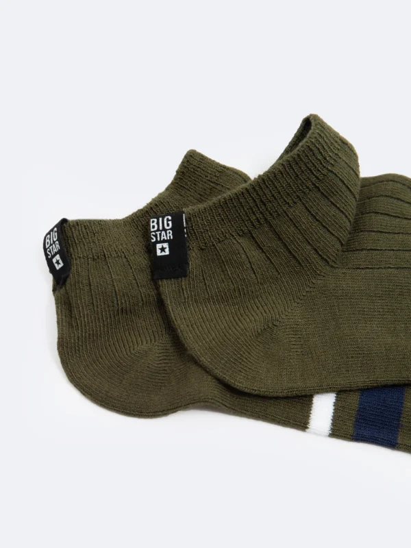 Stopki męskie bambusowe w paski khaki Tagar 303