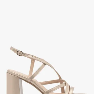 Platynowe sandały damskie na stabilnym obcasie