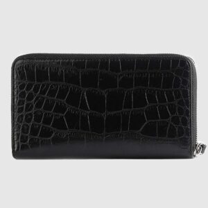 EMPORIO ARMANI Czarny portfel damski we wzór krokodyla