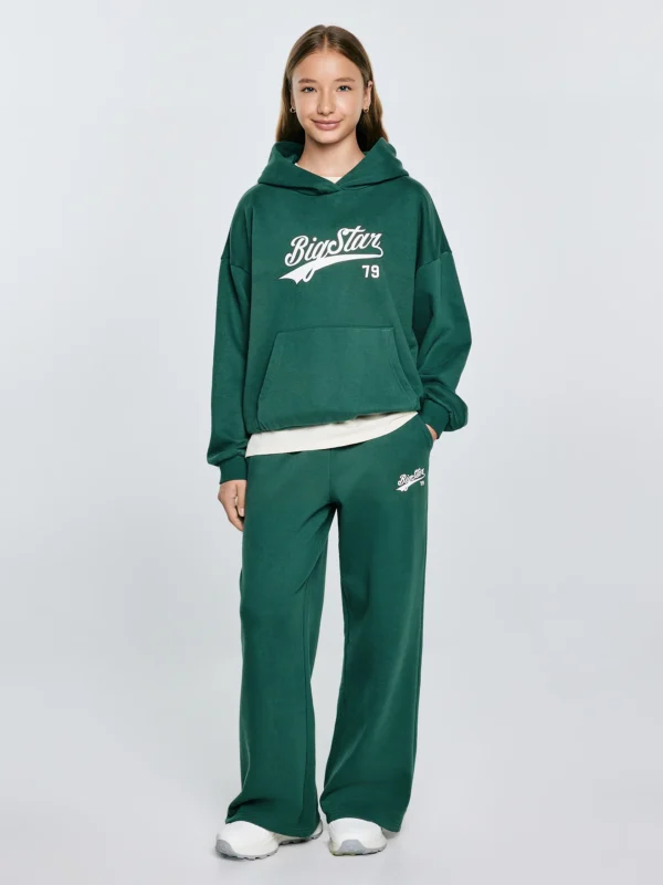 Spodnie dziewczęce dresowe wide zielone Rubiliapw 304